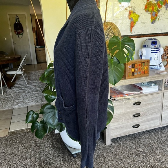 Men's Navy Cardigan Sweater - Picture 2 of 6